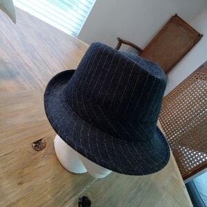 Black & White Pinstripe Fedora Hat
